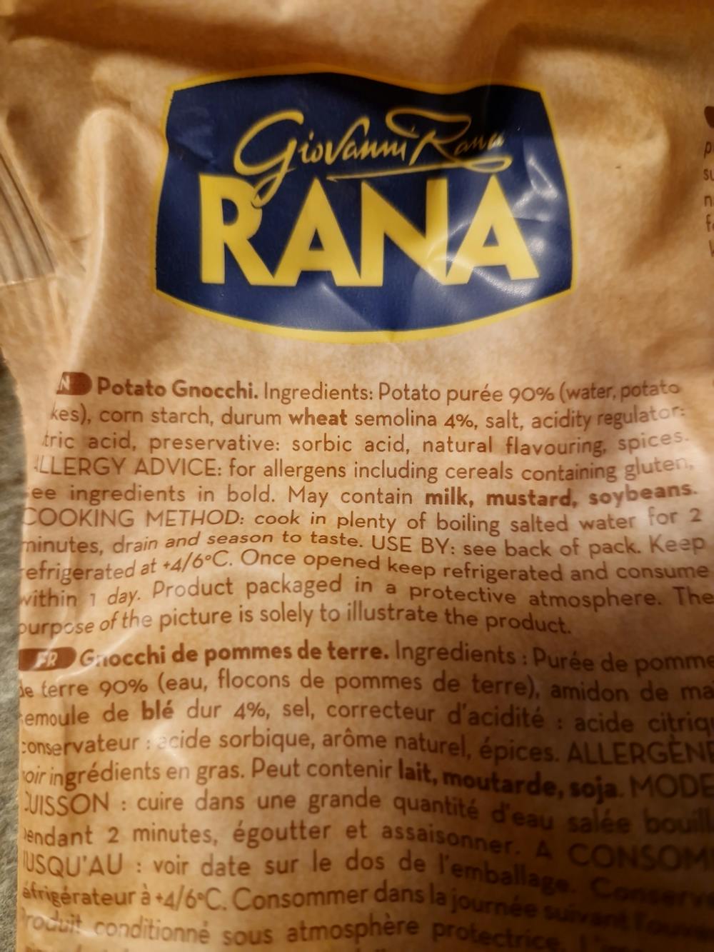 Ingrediensliste - Gnocchi classic, Rana