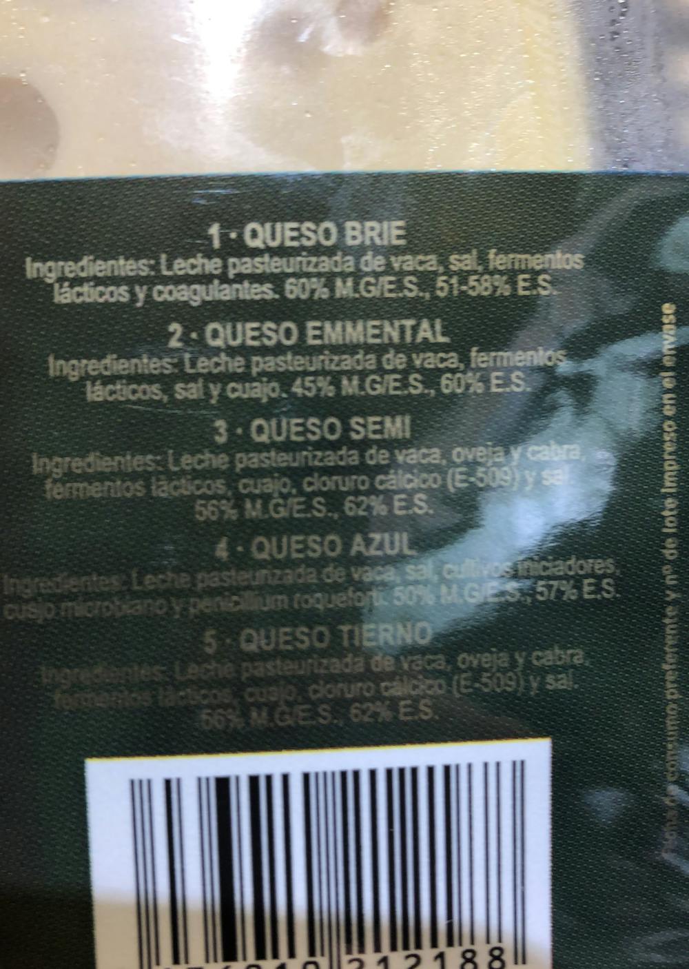 Ingredienslisten til Tabla mixta, Millán Vicente