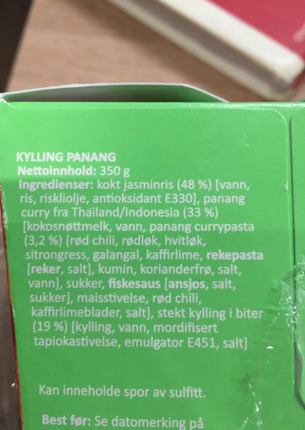 Ingrediensliste - Chicken panang, Folkets