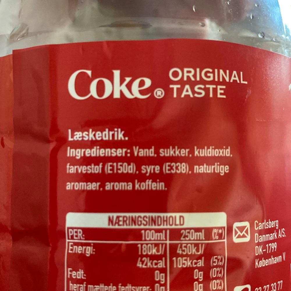 Ingrediensliste - Coca Cola, Coca Cola