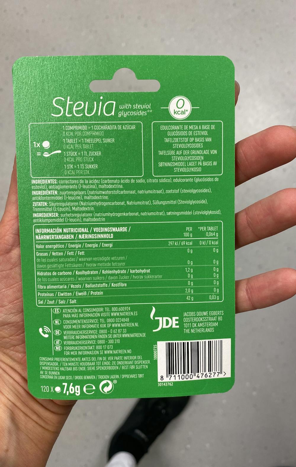Ingredienslisten til Stevia, Natreen