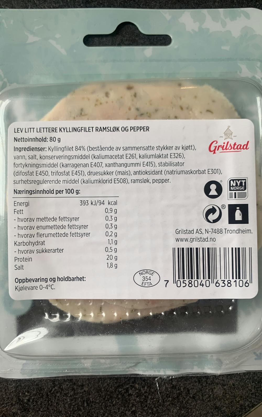 Ingrediensliste - Ramsløk & pepper kyllingfilet, Grilstad 