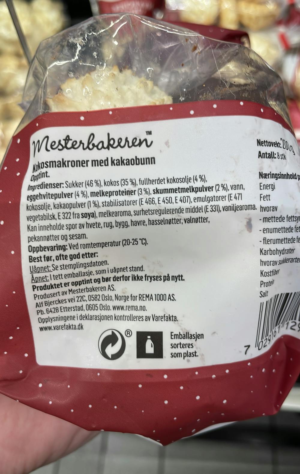 Ingrediensliste - Kokos makroner, Mesterbakeren