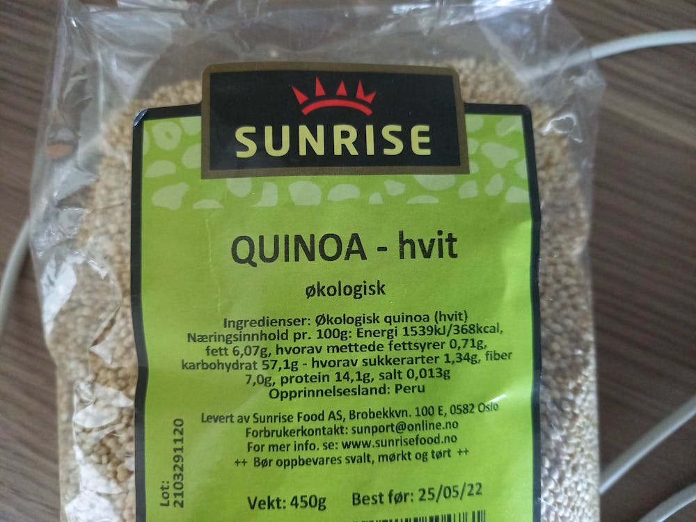Ingrediensliste - Quinoa - hvit, Sunrise