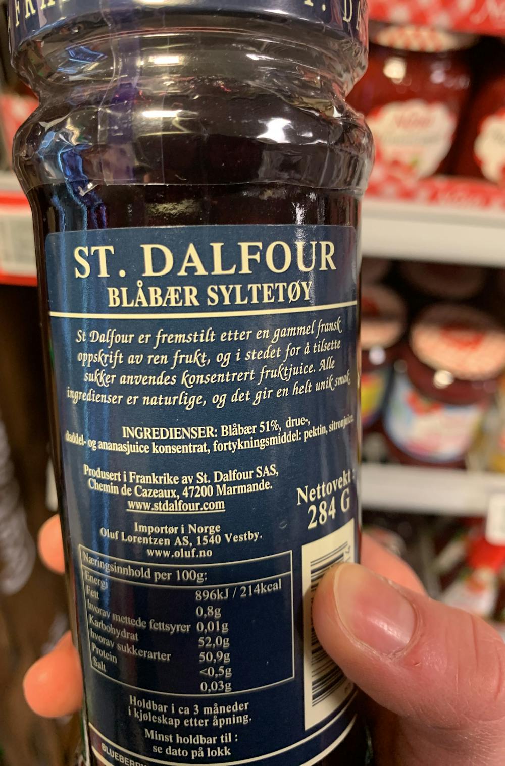 Ingredienslisten til St. Dalfour Wild blueberry