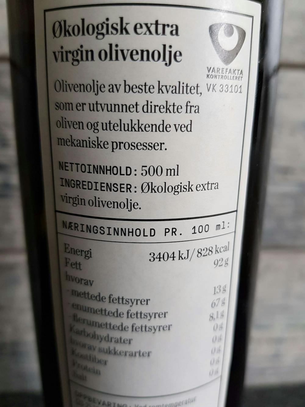 Ingredienslisten til Kolonihagen Økologisk olivenolje