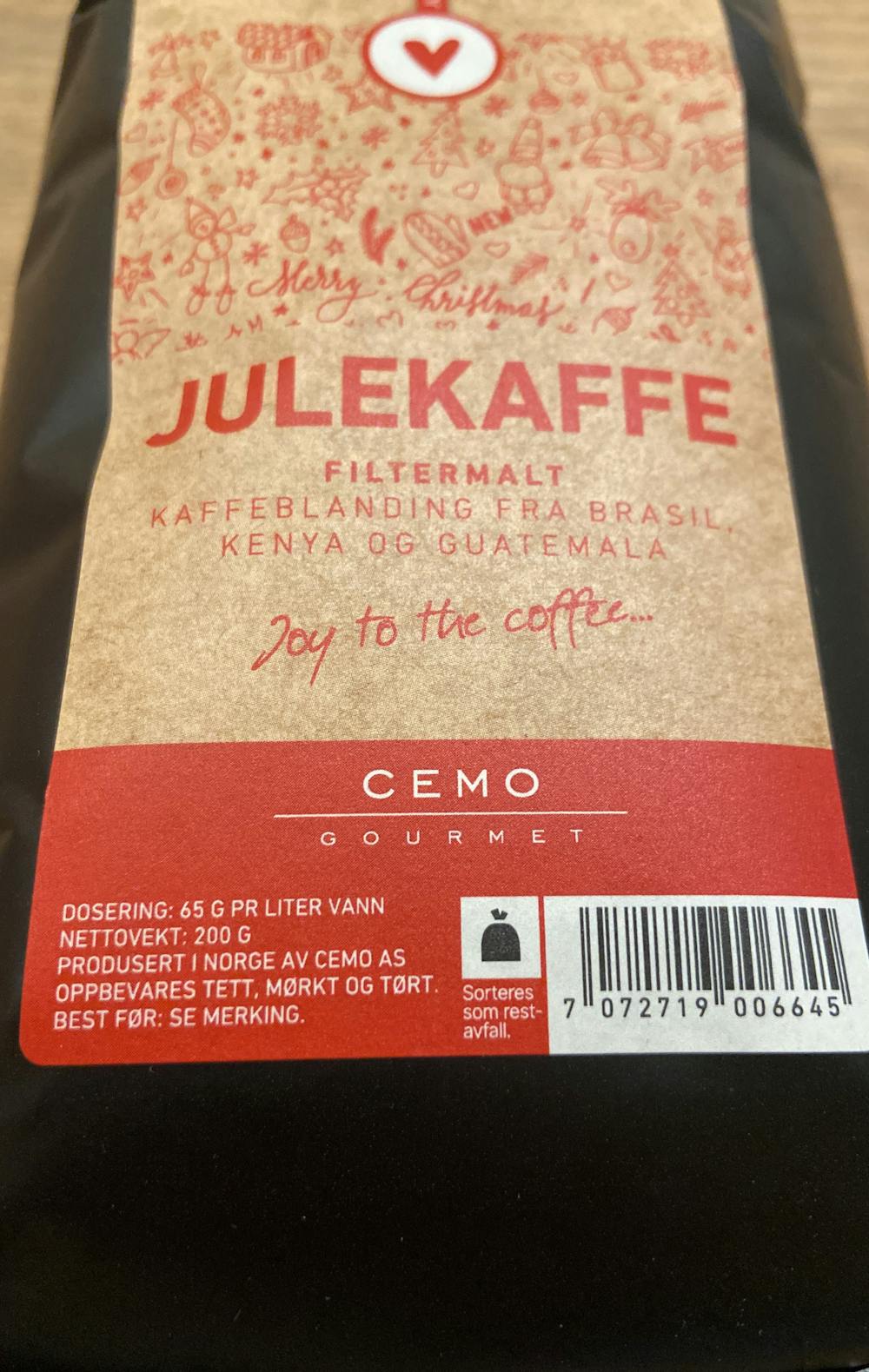 Ingredienslisten til Cemo gourmet Julekaffe