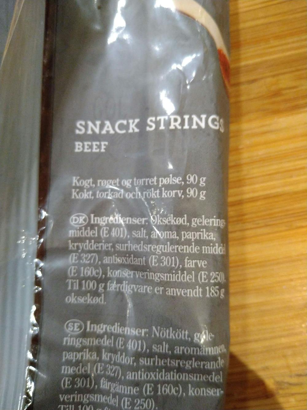 Ingrediensliste - Snack strings, Gøl