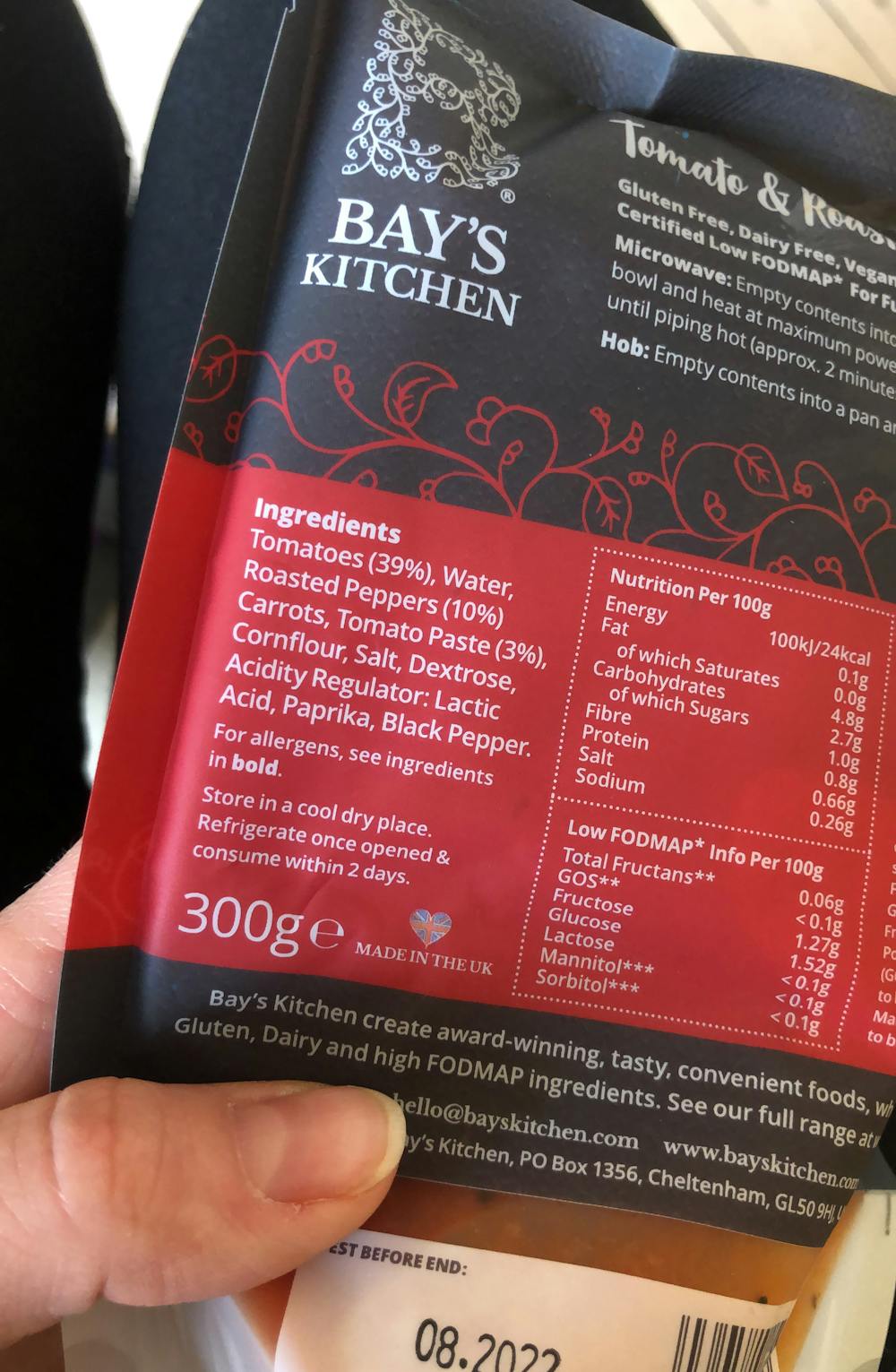 Ingredienslisten til Bay's kitchen Tomato & Roasted pepper soup