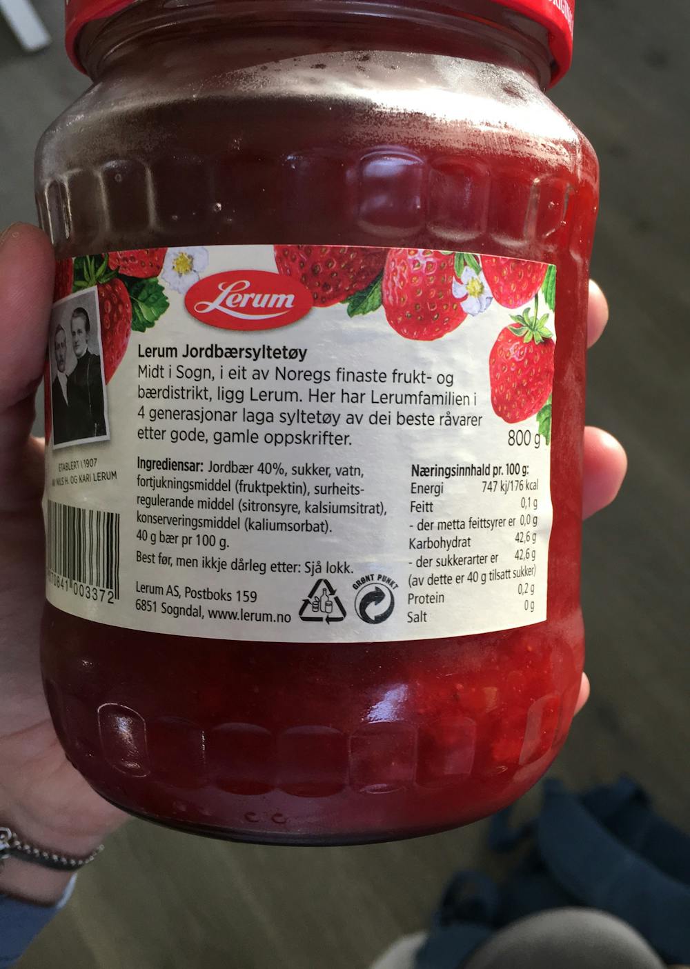 Ingrediensliste - Jordbærsyltetøy, Lerum
