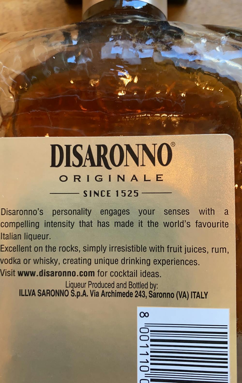 Ingredienslisten til Disaronno, Illva Saronno