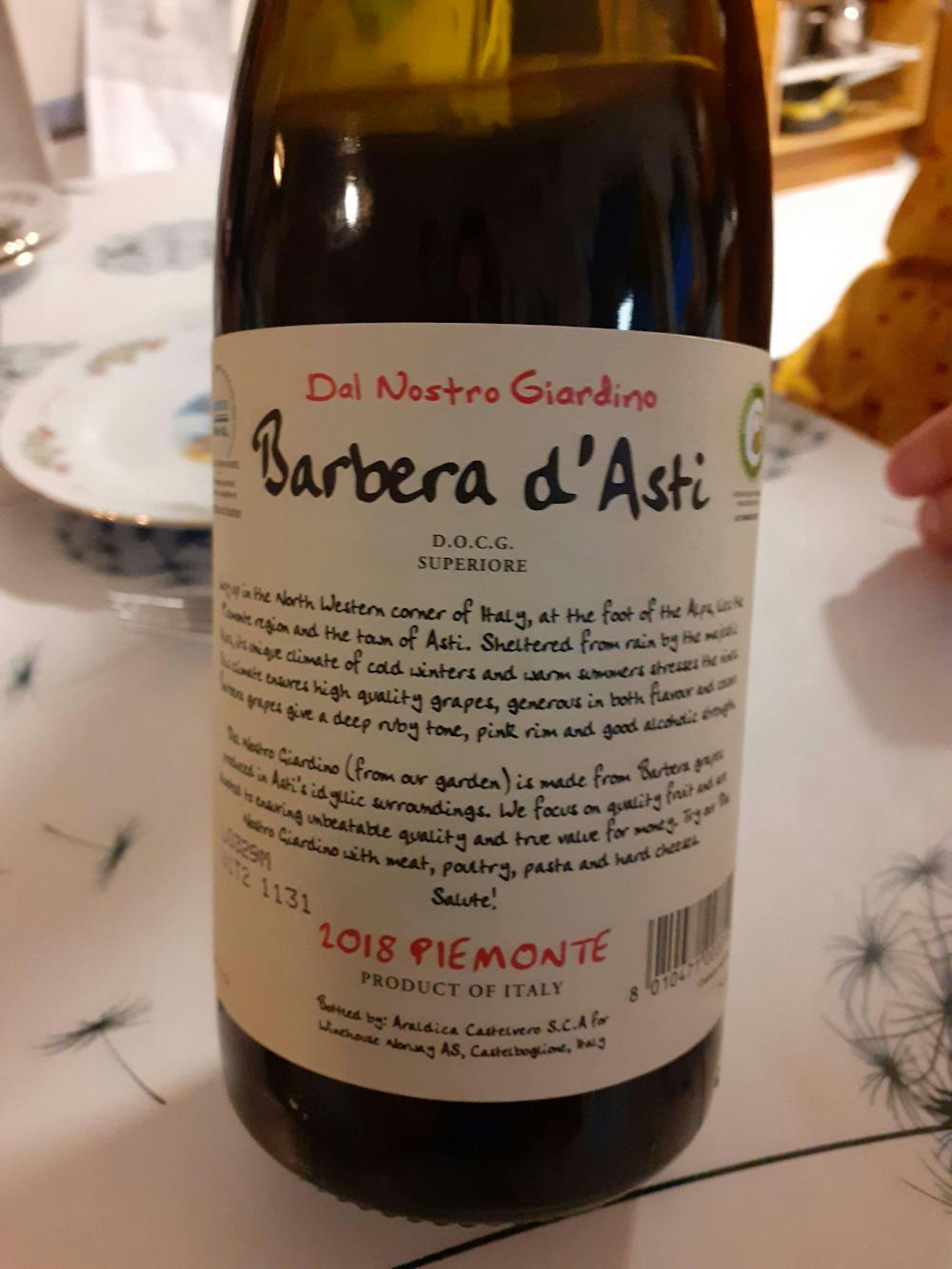 Ingredienslisten til  Barbera d` Asti