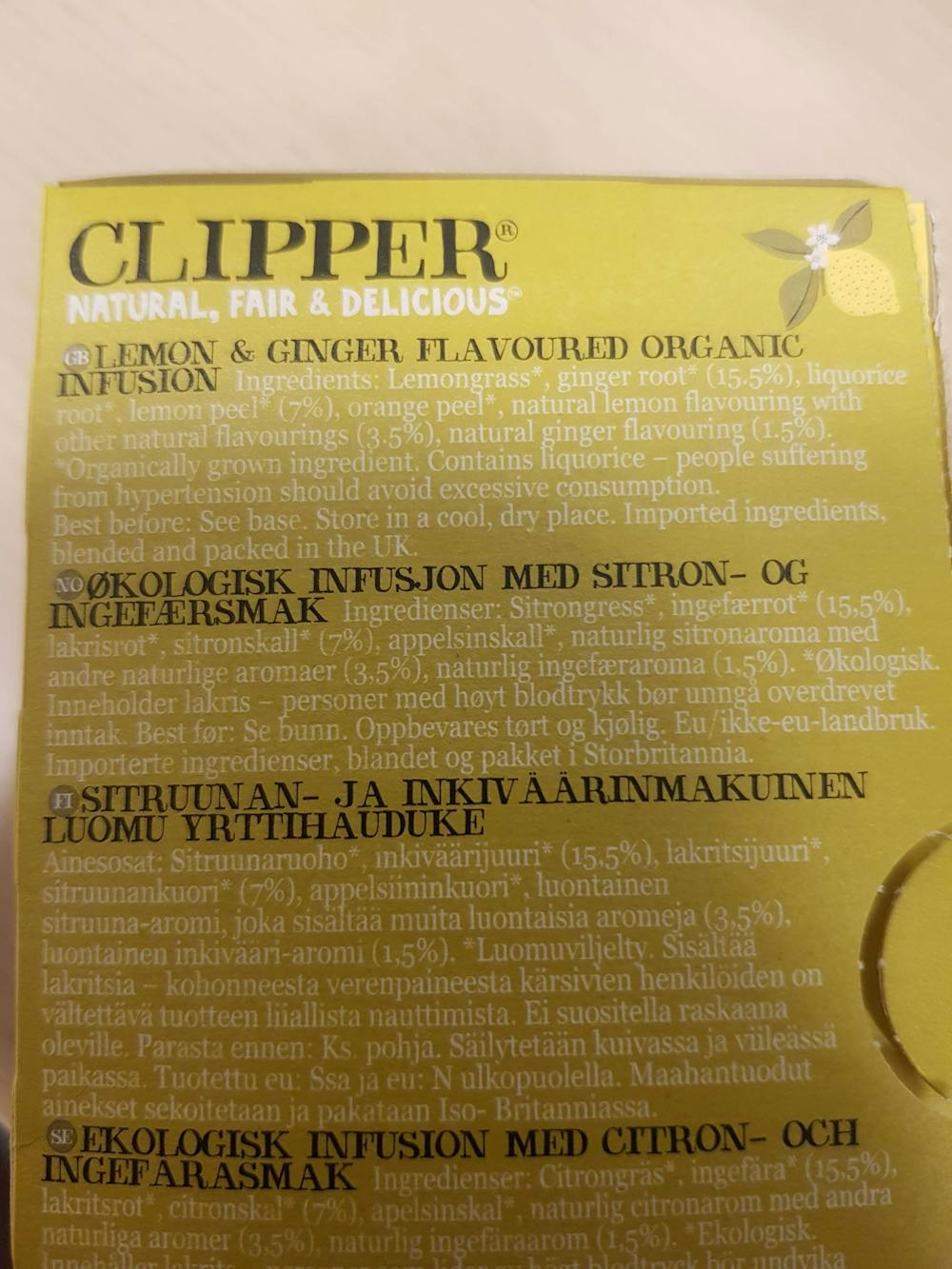 Orange & Lemon infusion - Clipper