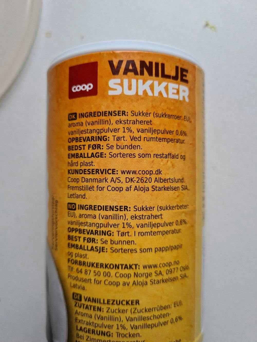 Ingrediensliste - Vaniljesukker, Coop