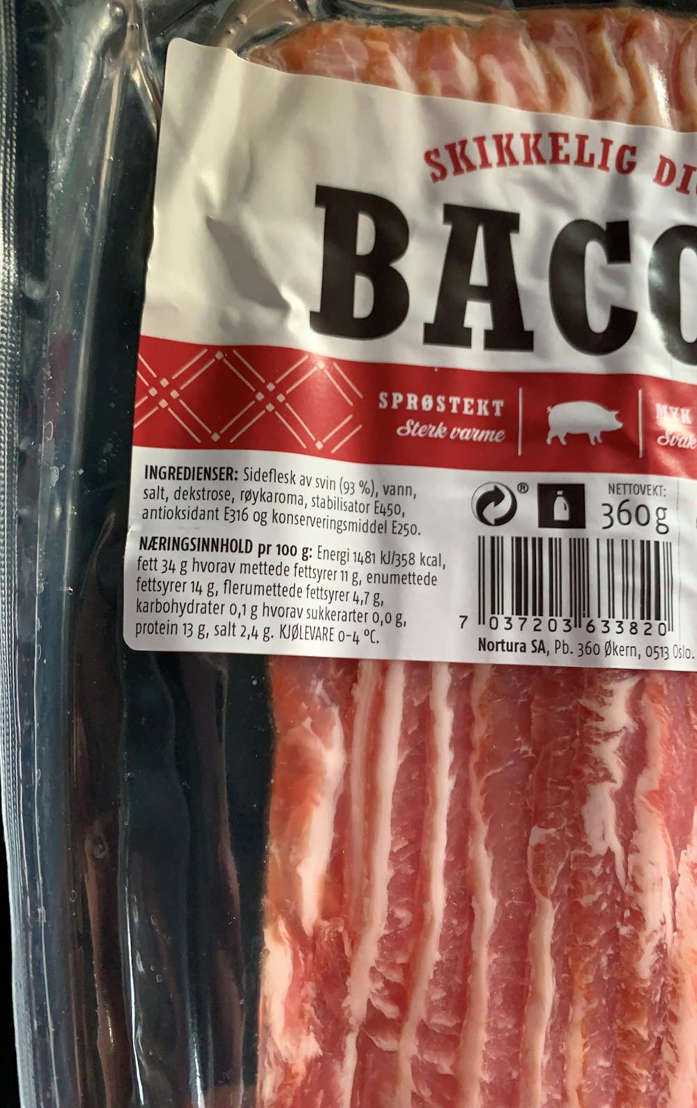 Ingredienslisten til Skikkelig digg bacon