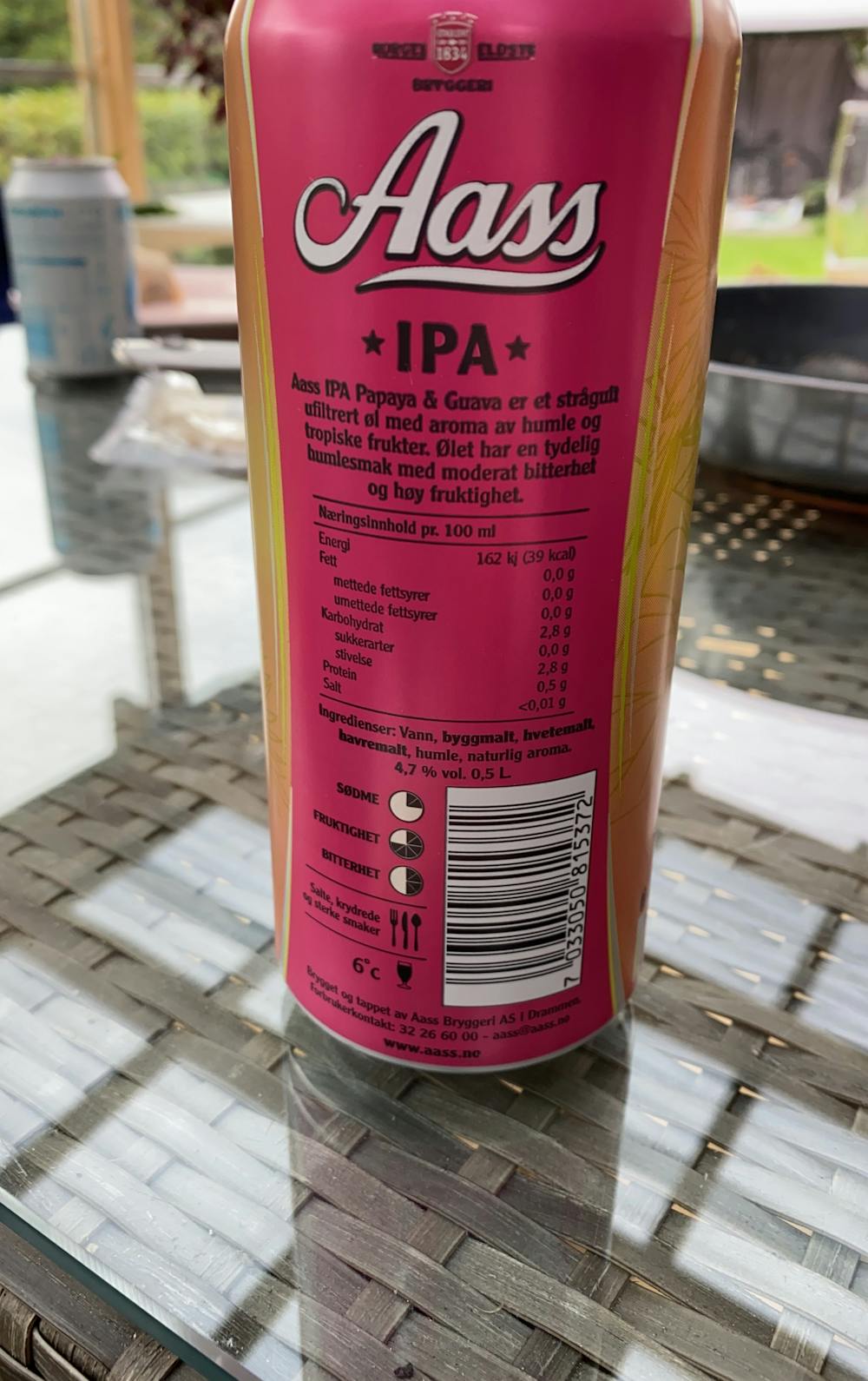 Ingredienslisten til IPA papaya & guava, Aass
