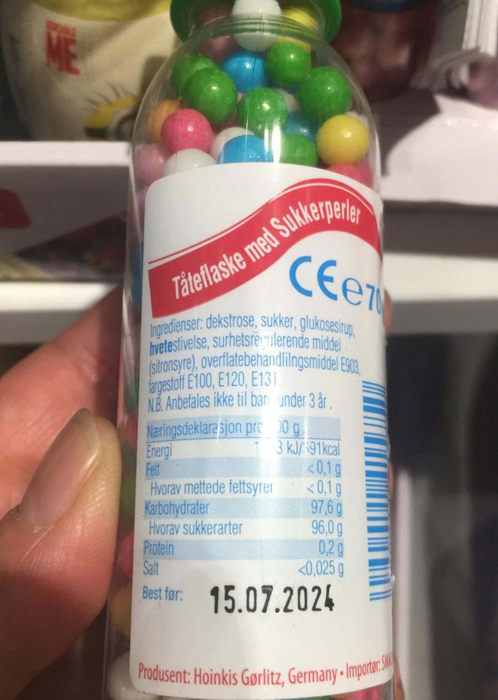 Ingredienslisten til Tåteflaske med sukkerperler, Hoinkis Gørlitz