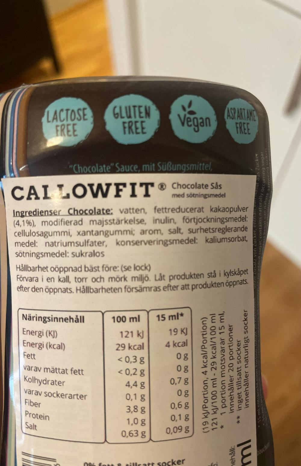 Ingrediensliste - Salty caramel, Callowfit