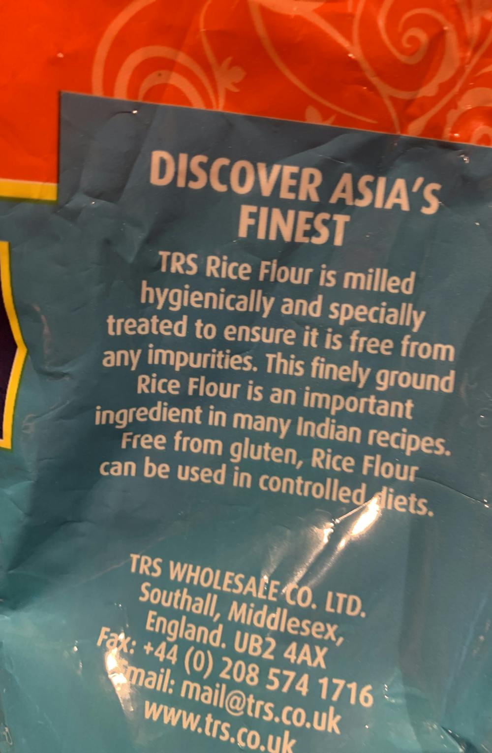 Ingredienslisten til TRS Rice flour