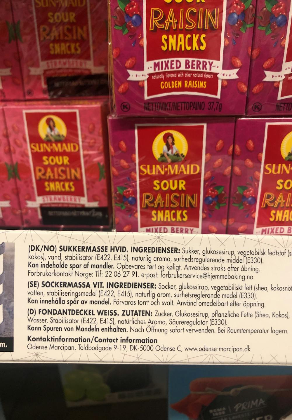 Ingrediensliste - Odense fondantlåg, Kongelig hofleverandør