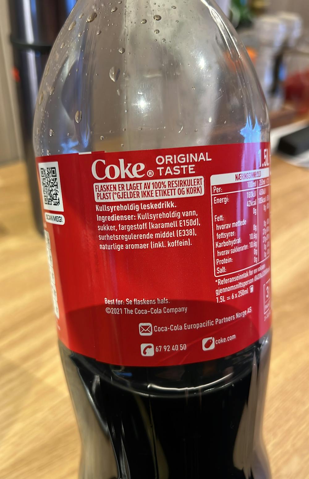 Ingredienslisten til Coca cola