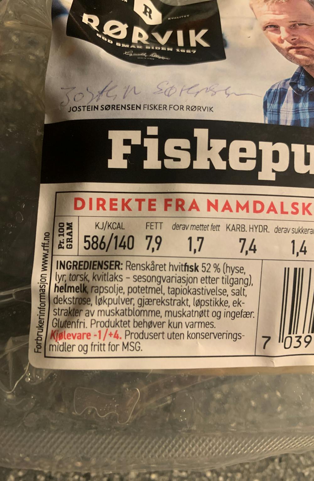 Ingredienslisten til Fiskepudding, Rørvik