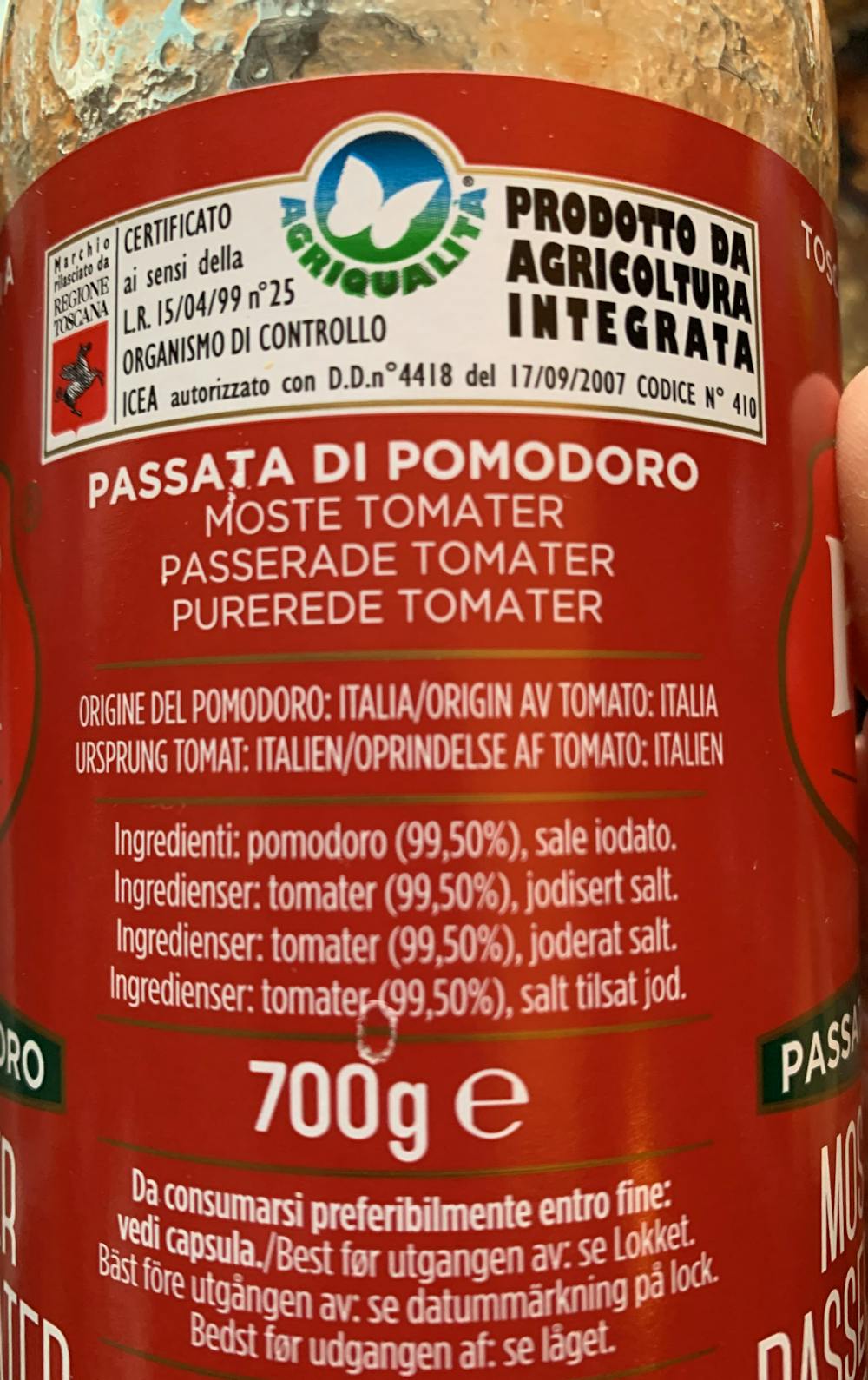 Ingrediensliste - Moste tomater, Petti