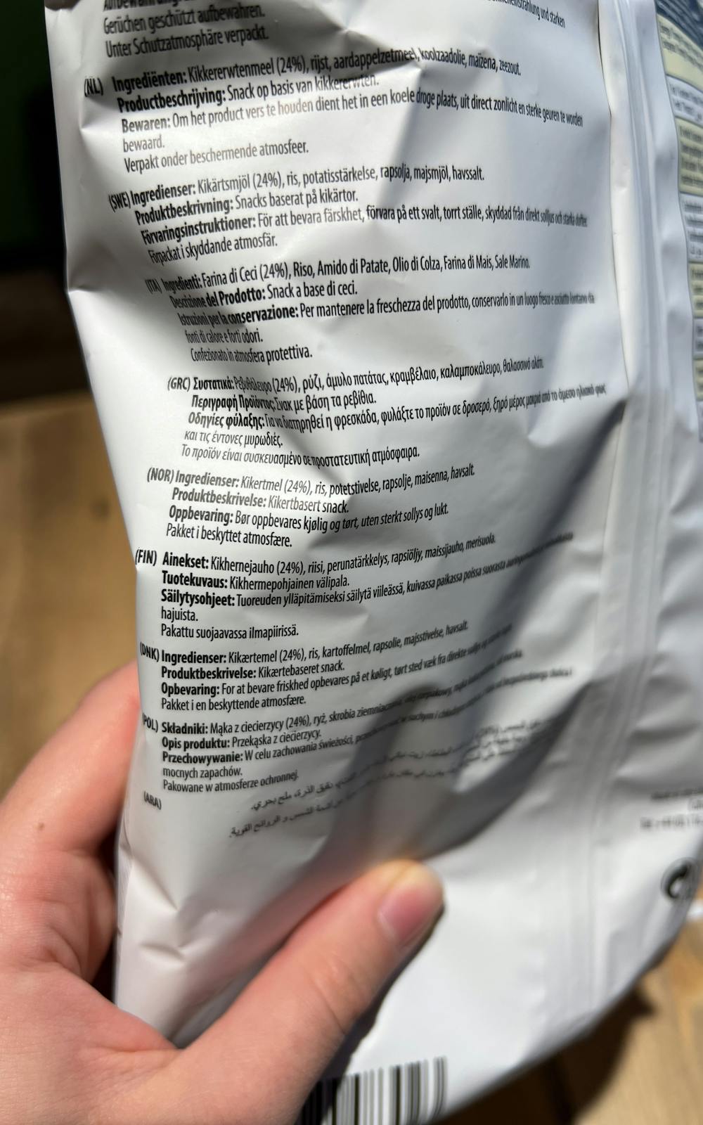 Ingrediensliste - Hummus Chips Sea Salt, Eat Real