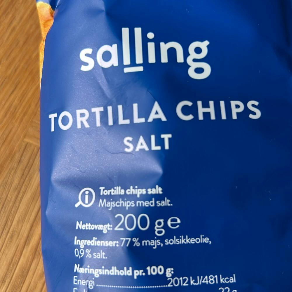Ingrediensliste - Tortilla Chips Salt, Salling