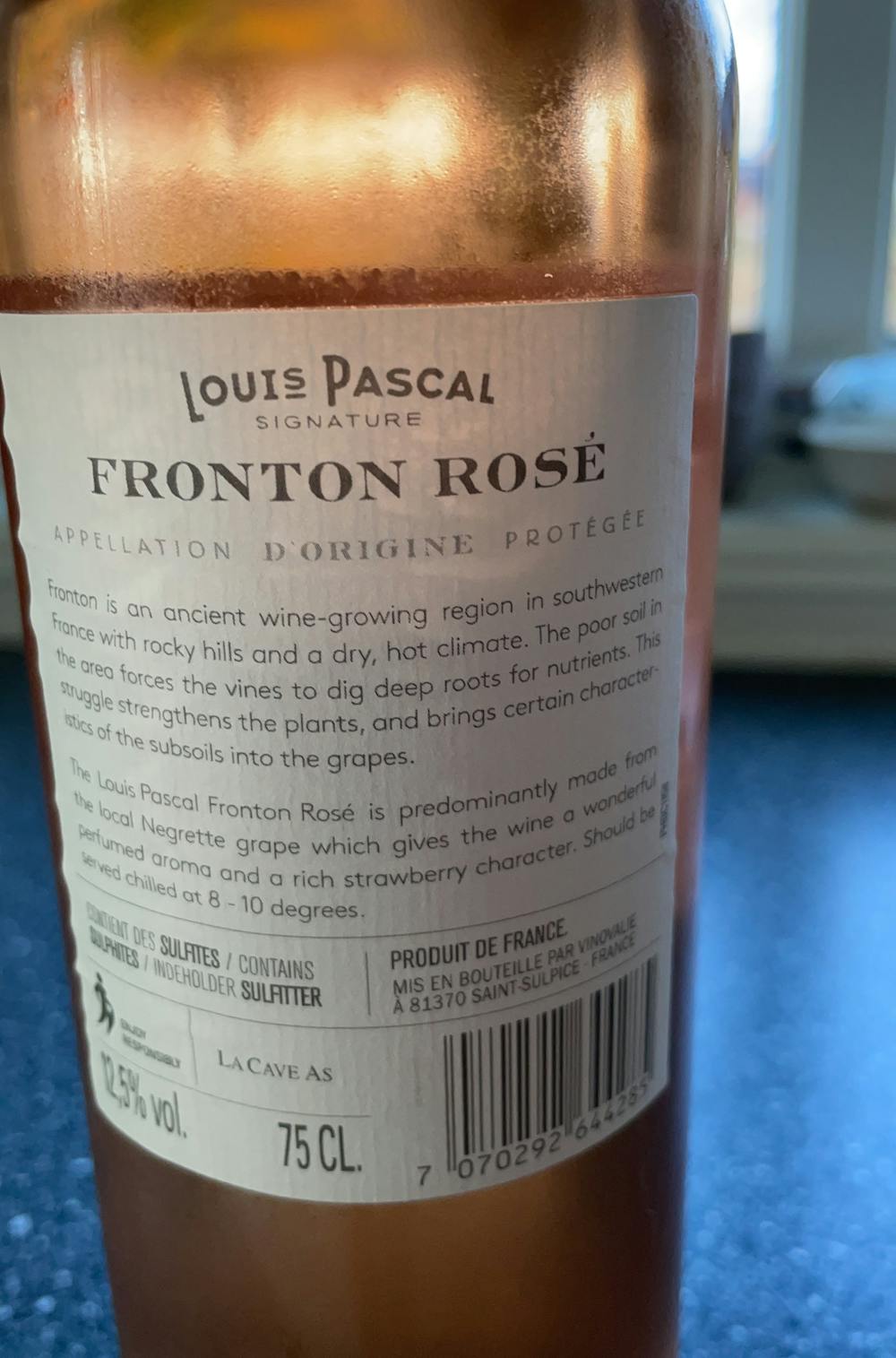 Ingredienslisten til Louis Pascal Fronton Rosé