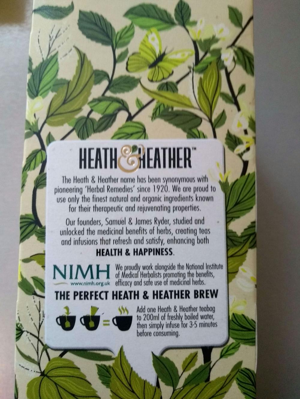 Ingredienslisten til Heath&heather Organic nettle