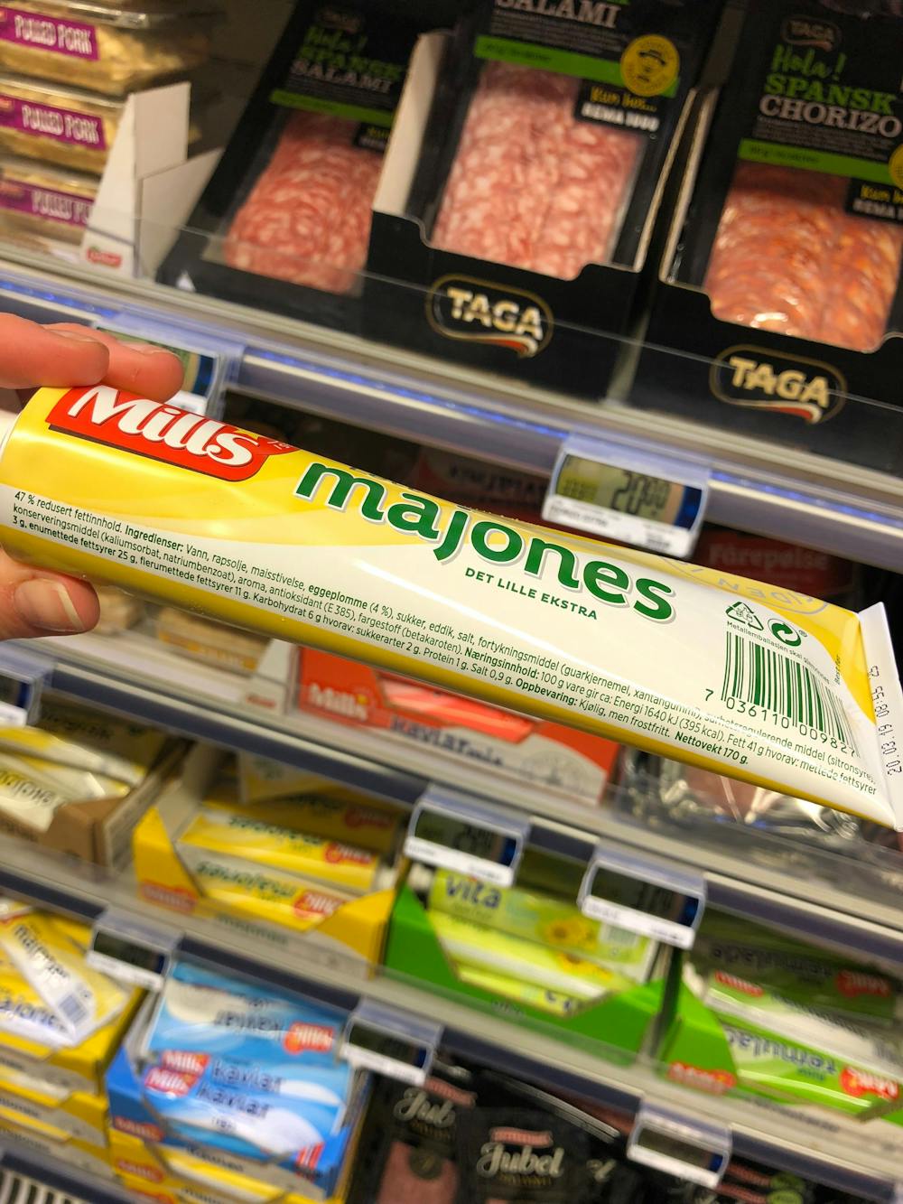 Ingrediensliste - Lett majones, Mills