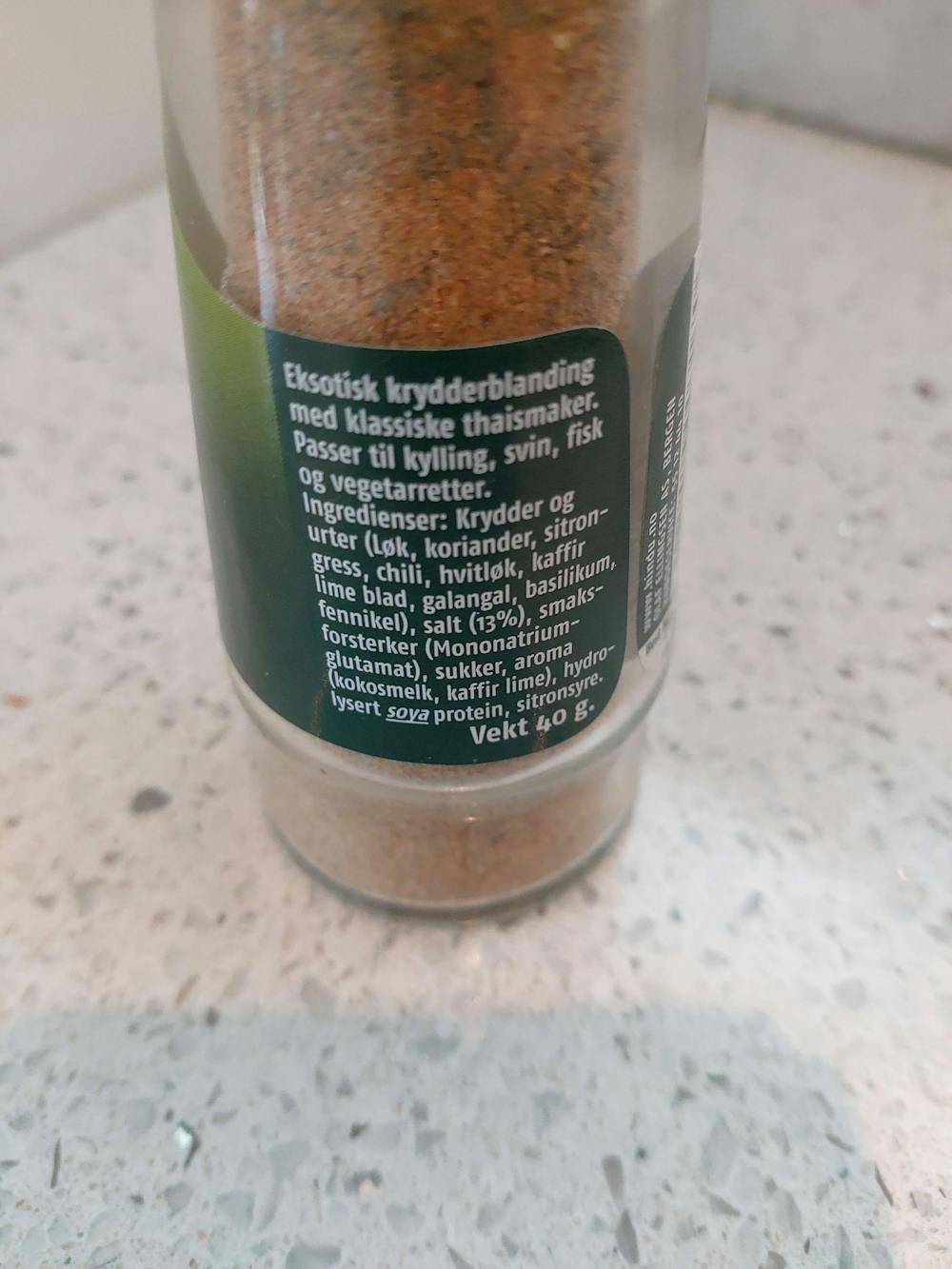 Ingrediensliste - Thai krydder , Hindu