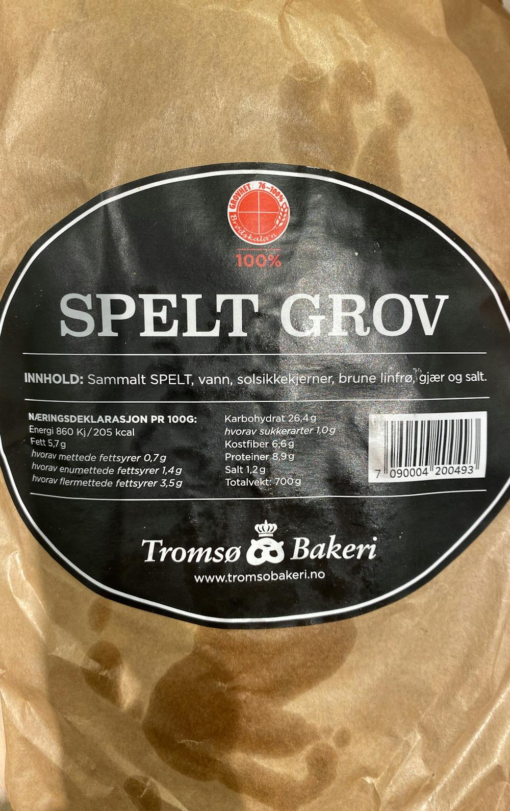 Ingredienslisten til Tromsø bakeri Spelt grov