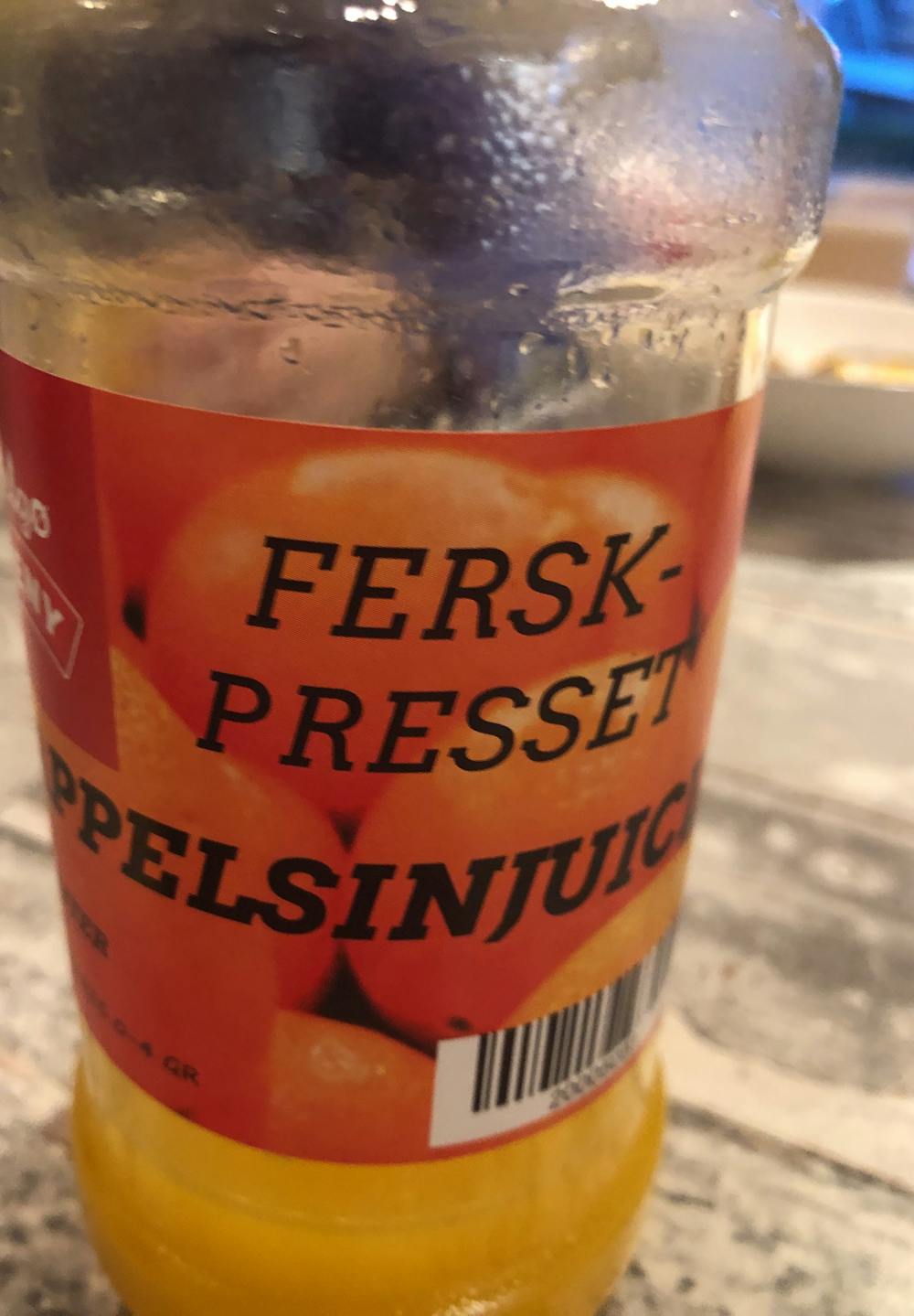 Ingredienslisten til Meny Ferskpresset appelsinjuice