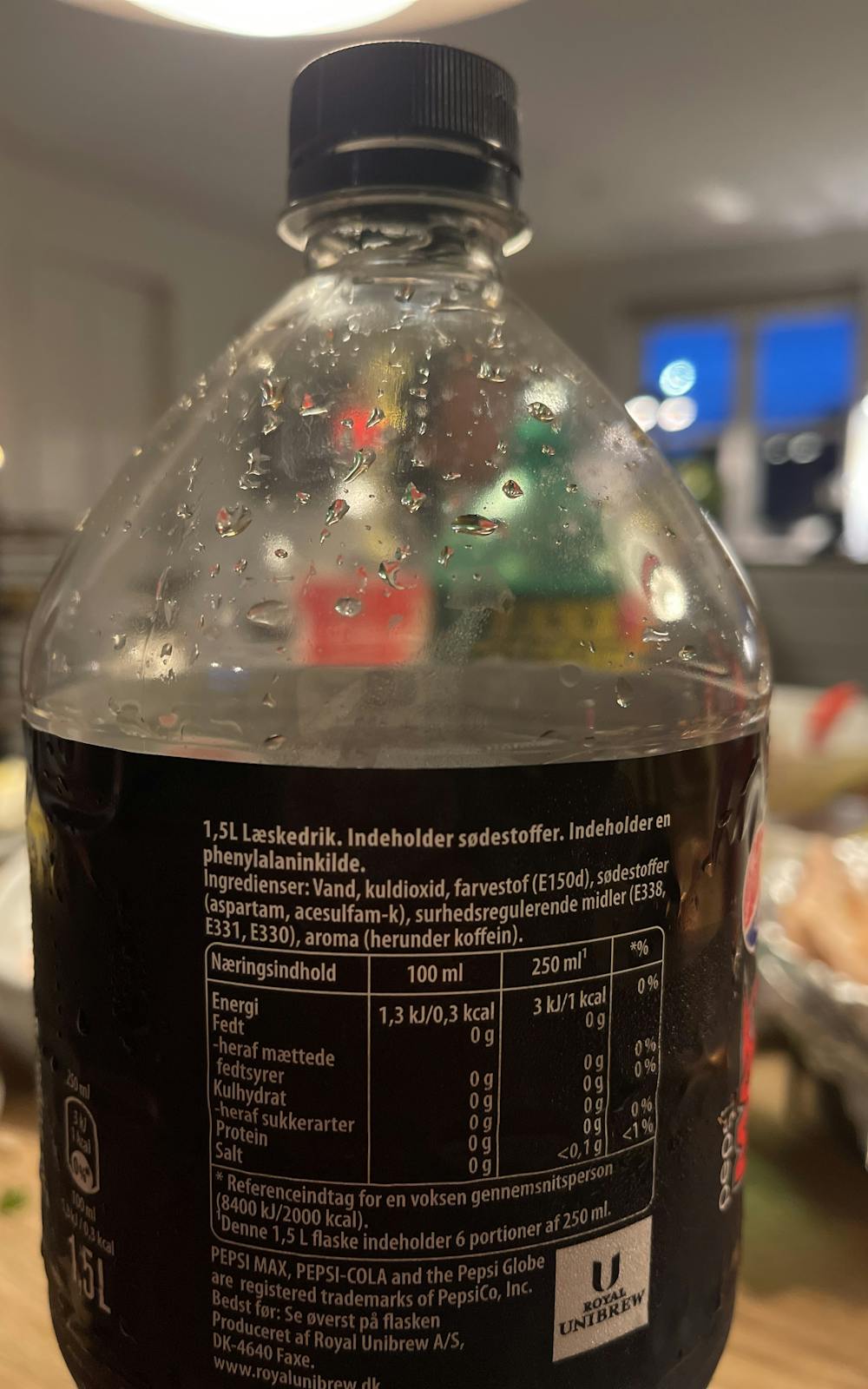Ingrediensliste - Pepsi Max 1,5L, Pepsi