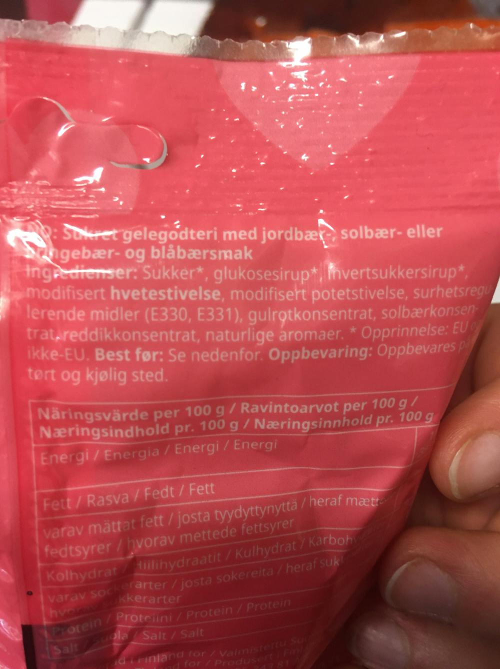 Ingrediensliste - Lördagsgodis, jelly candy with berry flavour, IKEA