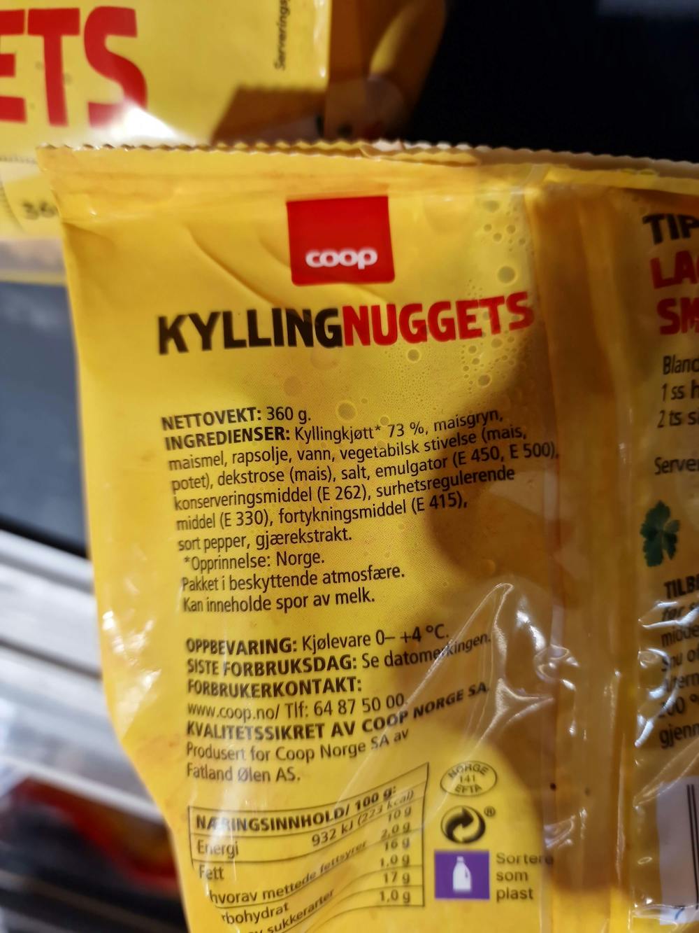 Ingrediensliste - Kyllingnuggets, Coop