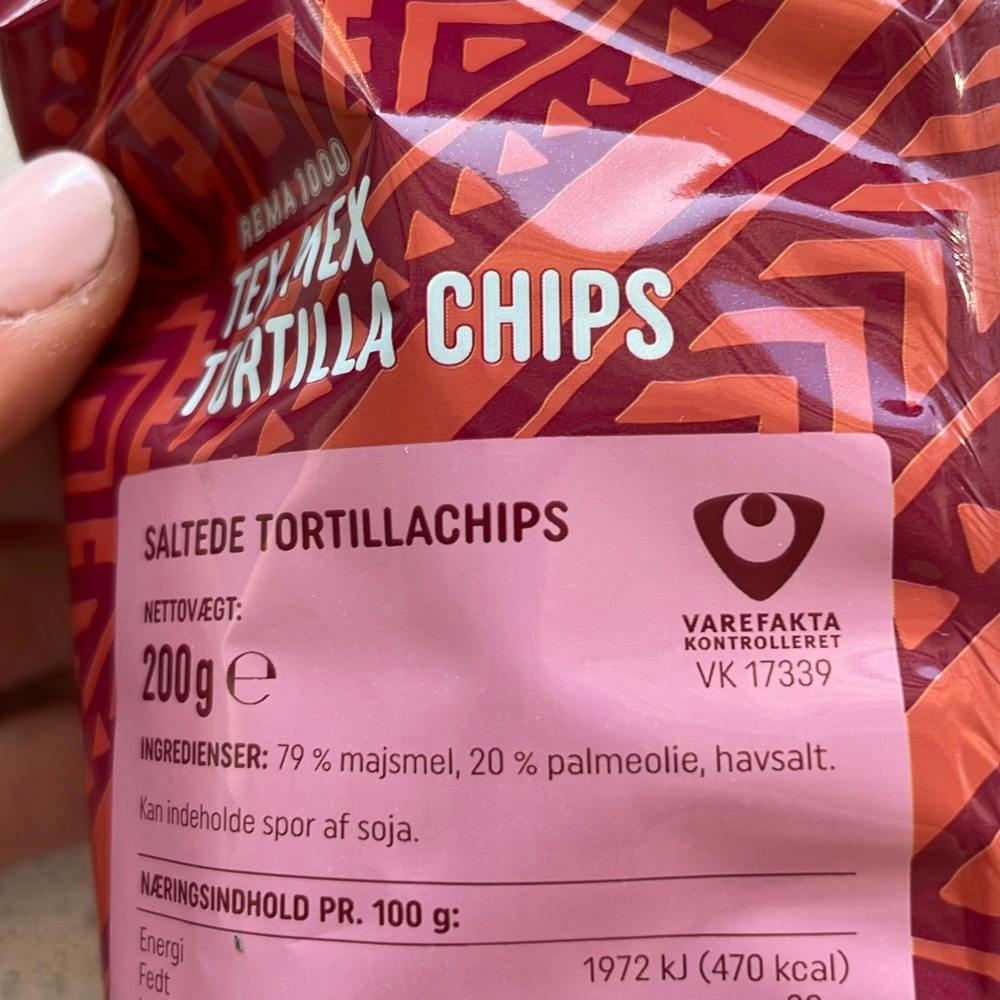 Ingrediensliste - Nacho chips, Rema 1000