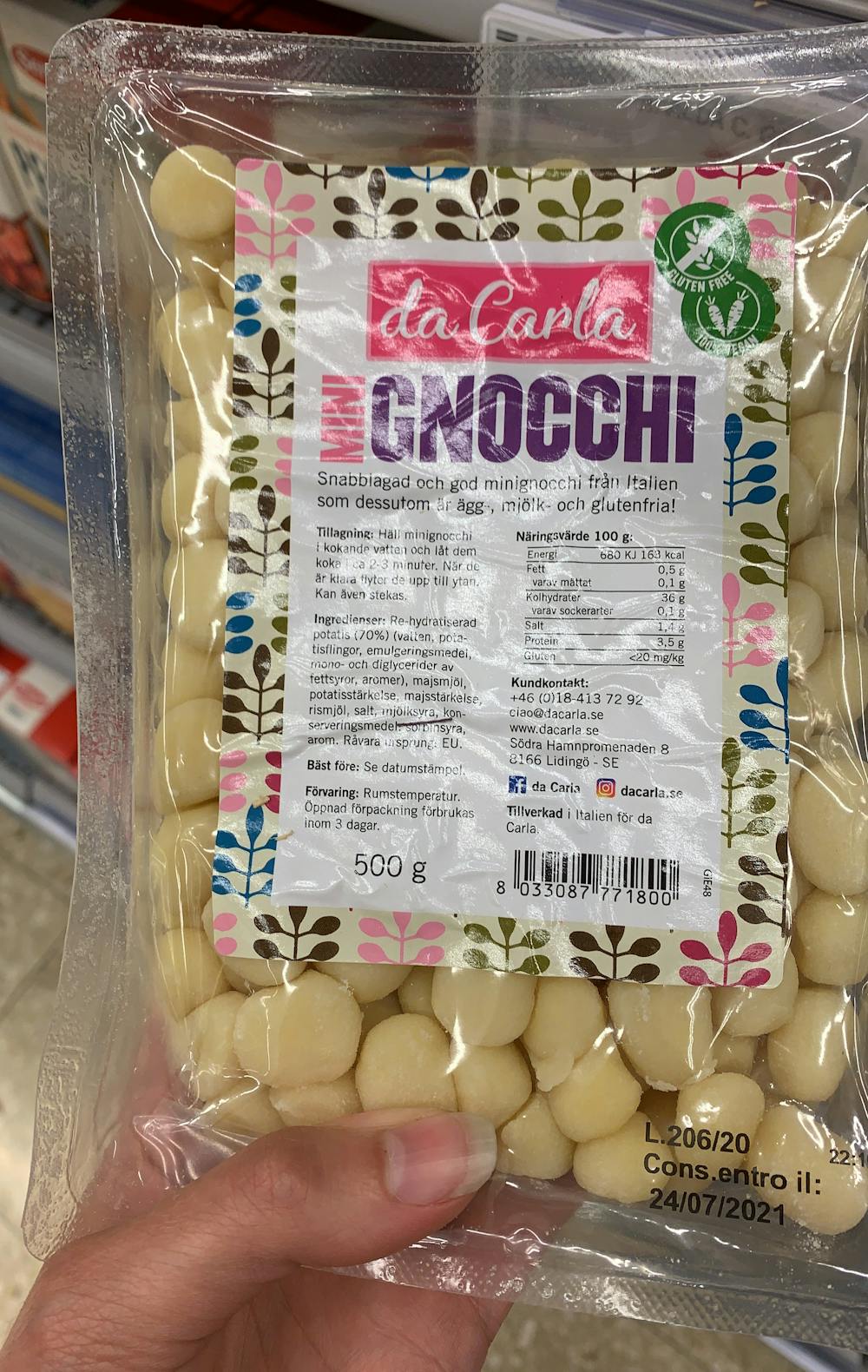 Ingredienslisten til Mini gnocchi, da Carla