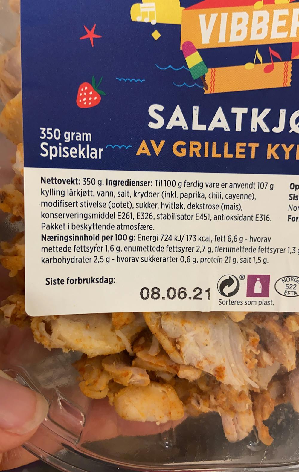 Ingrediensliste - Salatkjøtt av grillet kylling, Prior