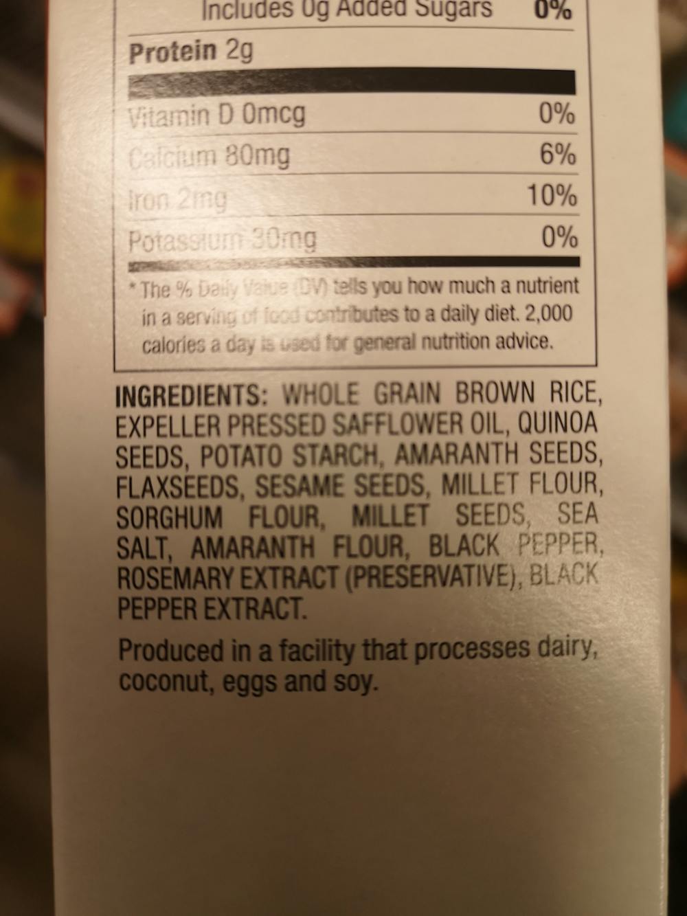 Ingrediensliste - CrAncient grains brown rice snack crackers sea salt , Sesmark