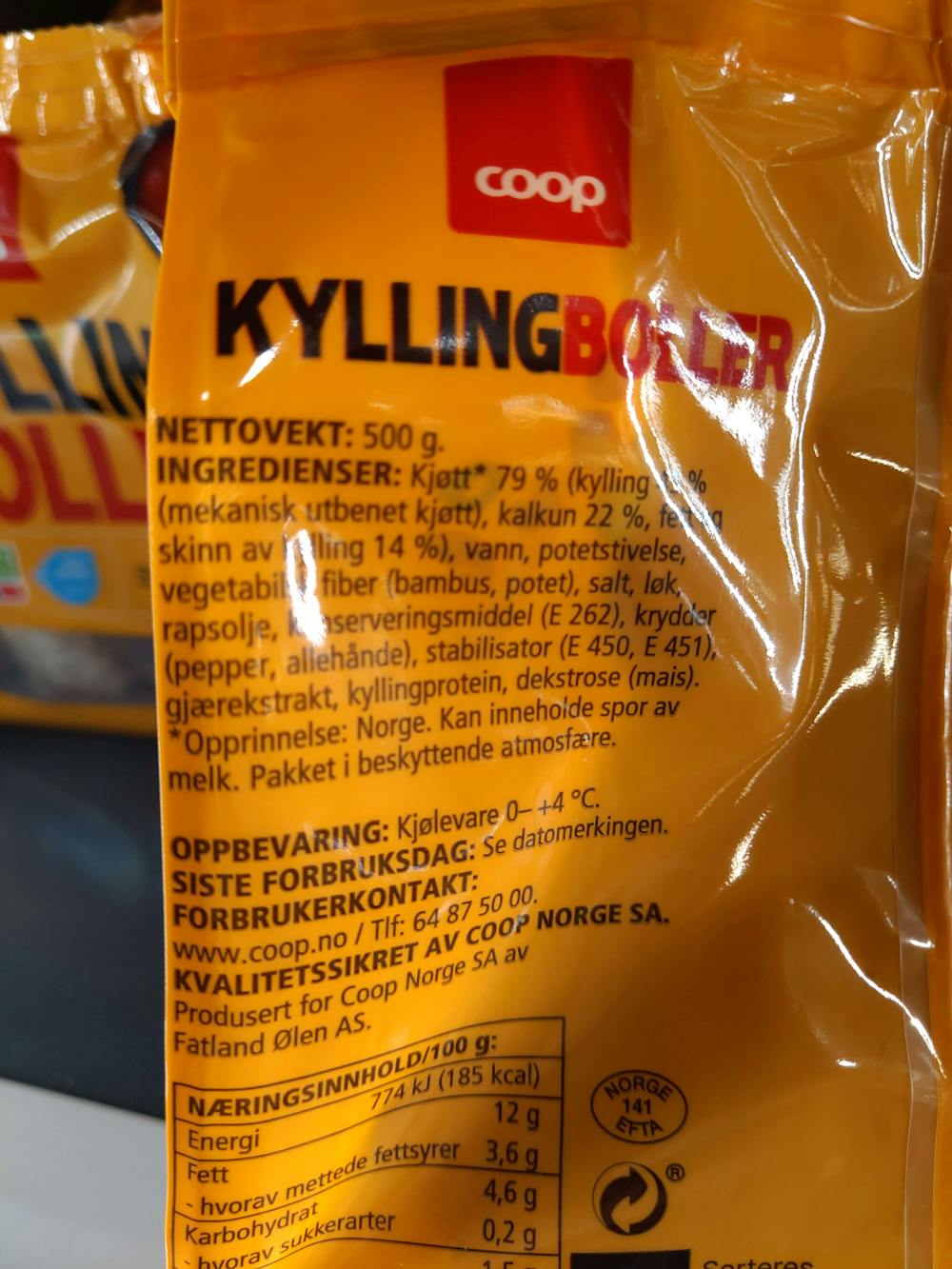 Ingrediensliste - Kyllingboller, Coop