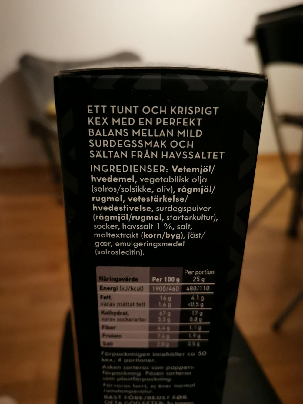 Ingrediensliste - Kex till ost surdeg, Göteborgs Utvalda