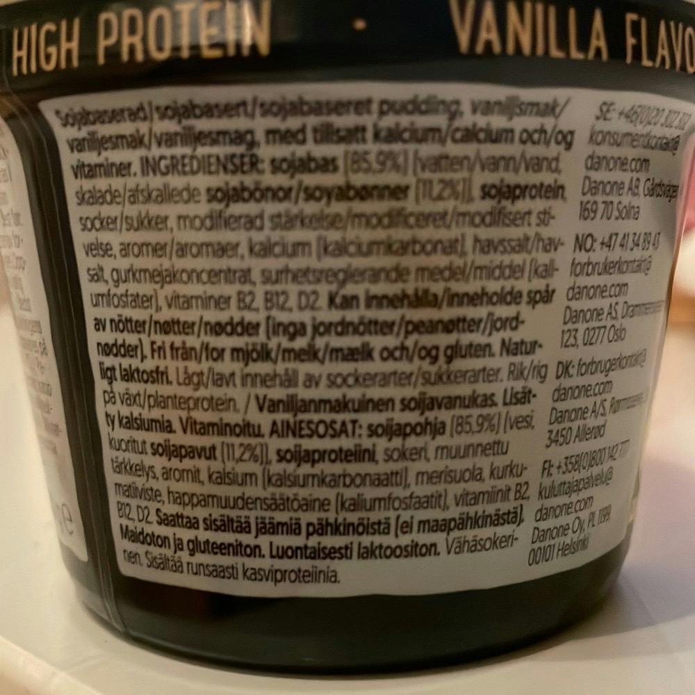 Ingrediensliste - Plant Pudding Protein, Alpro