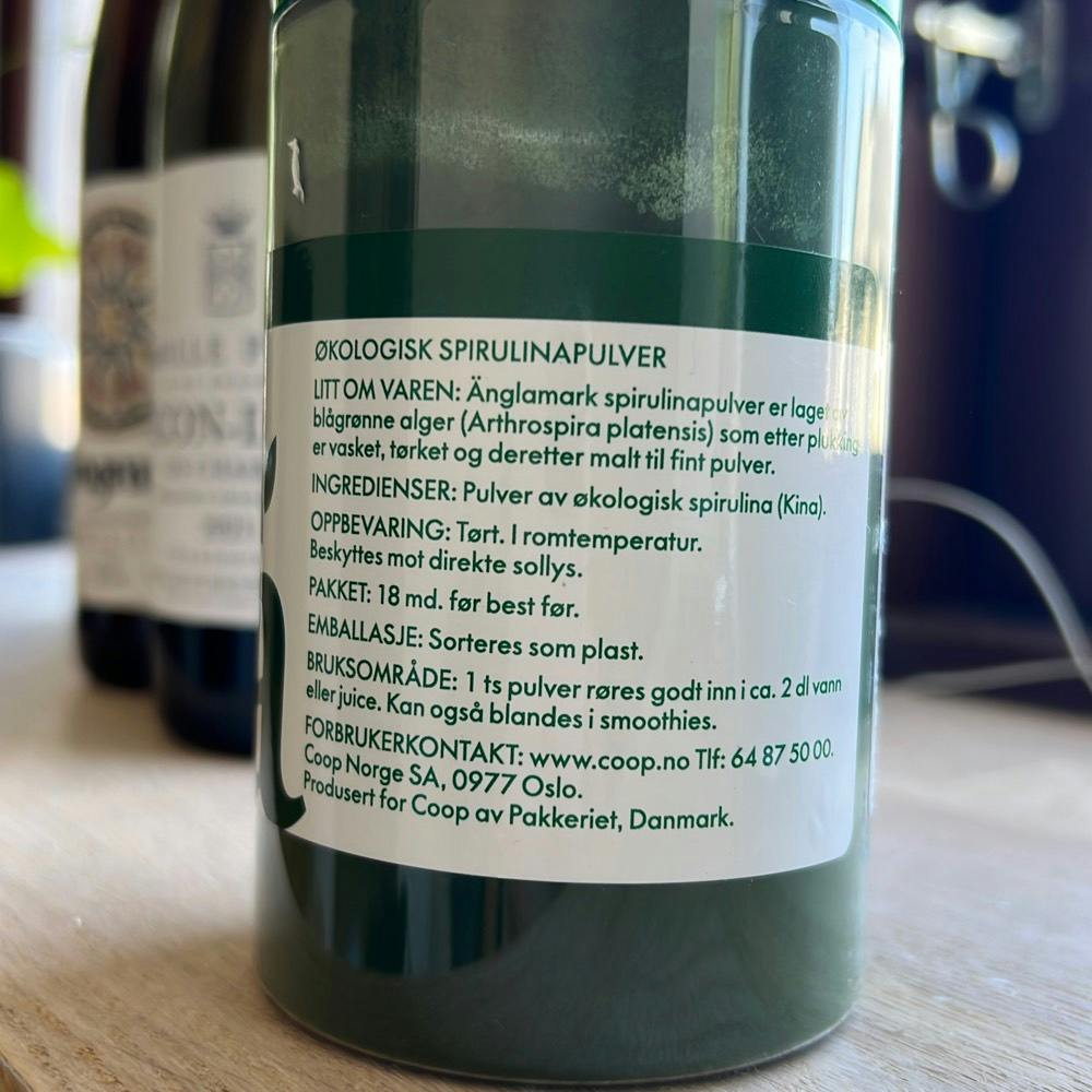 Ingrediensliste - Spirulina pulver, Änglamark Coop