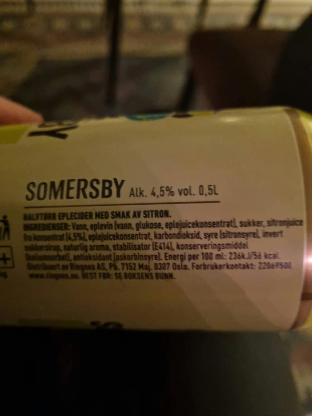 Ingrediensliste - Sommersby lemon spritz, Sommersby