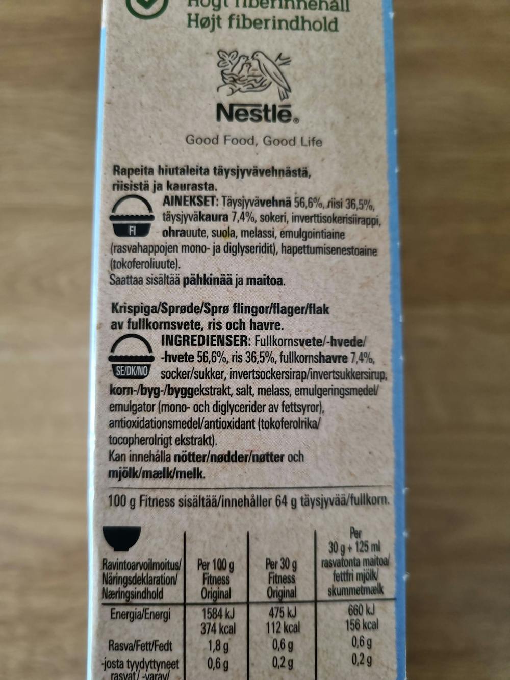 Ingrediensliste - Fitness original, Nestle