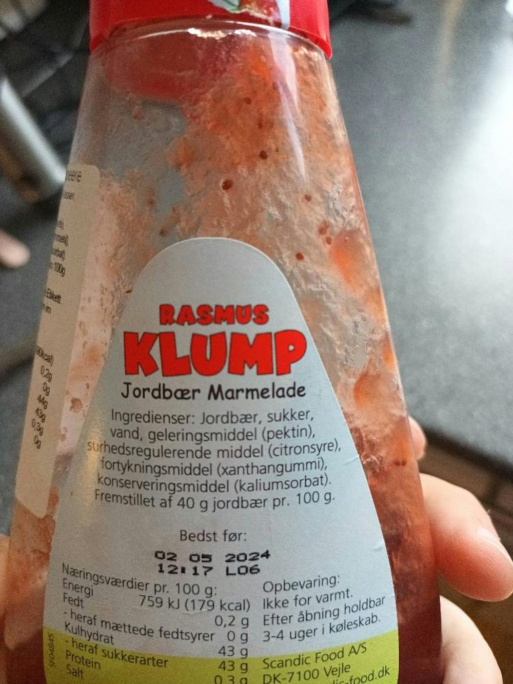 Ingrediensliste - Rasmus Klump Jordbær Marmelade, Scandic food