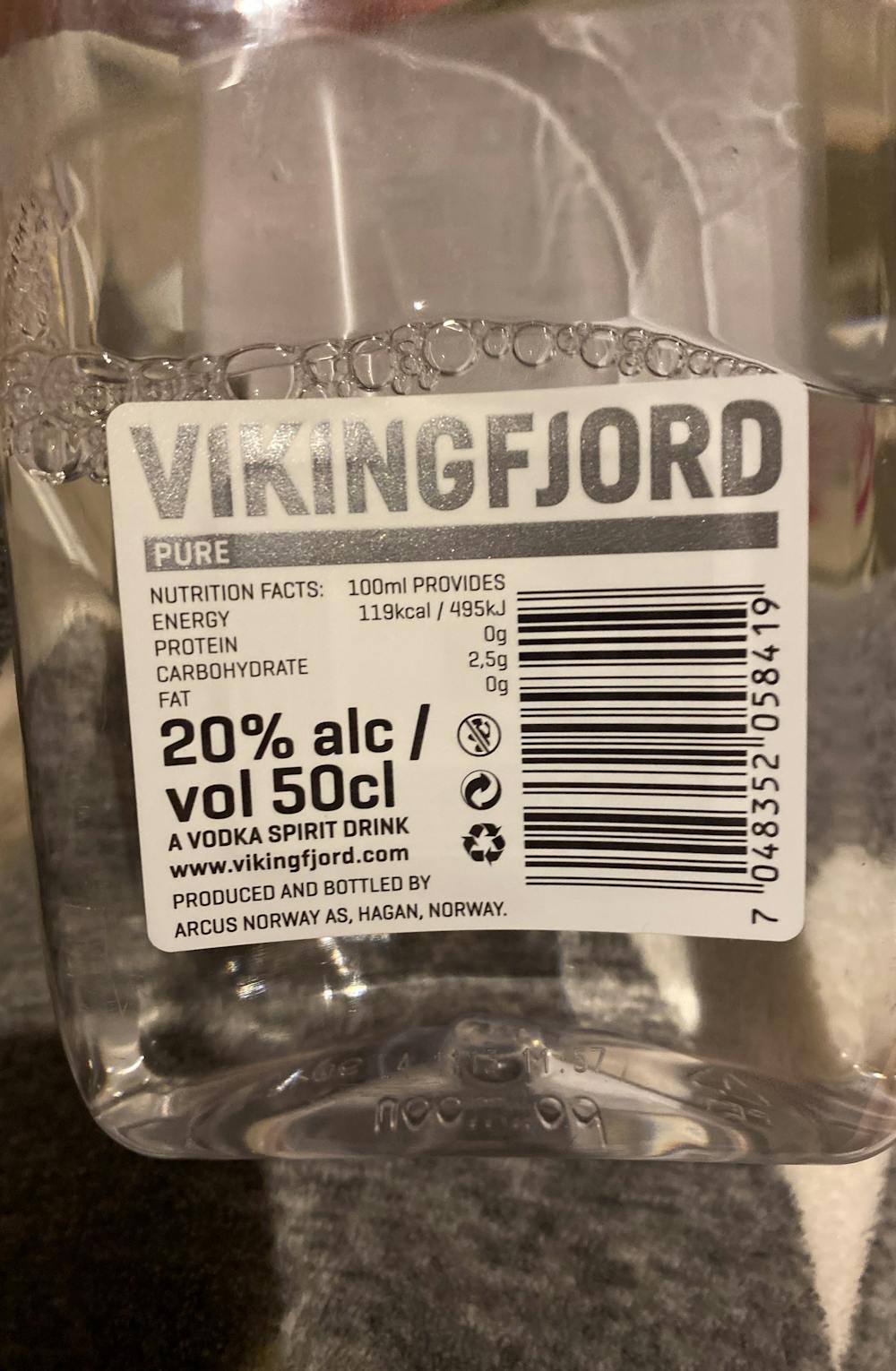 Ingrediensliste - Ice shot 20%, pure, Vikingfjord
